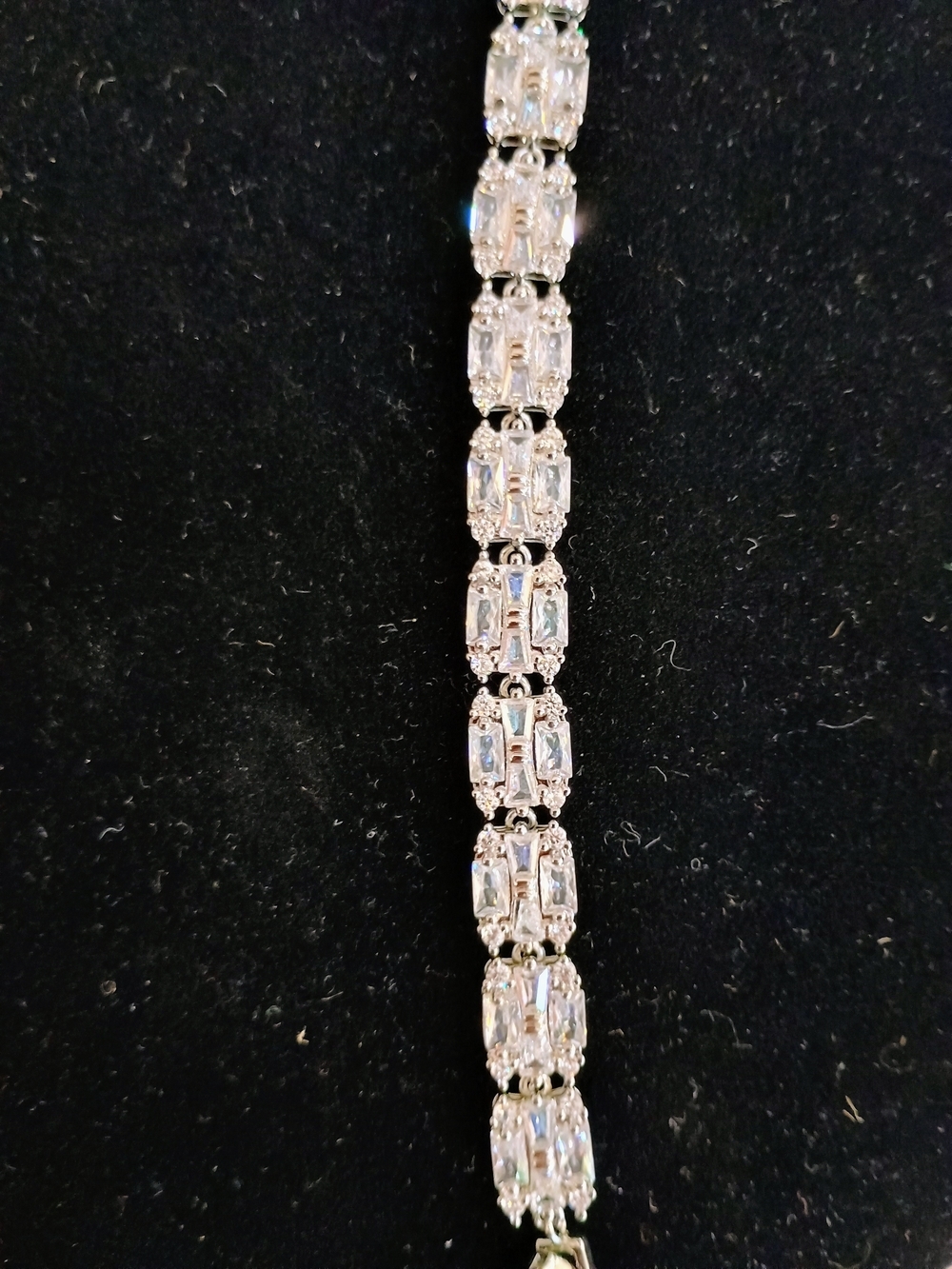 Classic Silver-Tone Crystal Tennis Bracelet - Sparkling Clear Stones - Picture 2 of 4